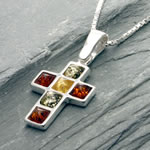 Small Multi Colour Amber Cross