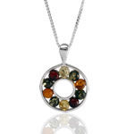 Round Multi Colour Amber Bead Pendant