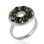 Green Amber Bead Ring