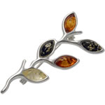 Multi Colour Amber Leaves Brooch
