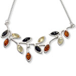 Multi Colour Amber Leaves Necklace