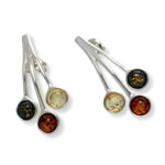 Triple Multi Colour Amber Earrings