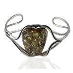 Green Baltic Amber Handmade Silver Bangle