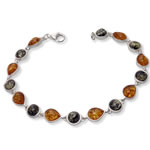 Green and Cognac Amber Droplet Bracelet
