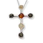 Large Multi Colour Amber Cross