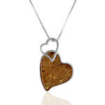Amber Silver Heart Pendant