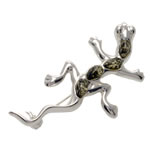 Gecko Green Amber Brooch