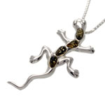 Gecko Green Amber Pendant