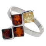 Multi Colour Amber Squares Ring