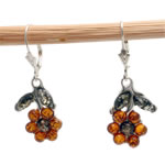 Honey and Green Amber Flower Earrings