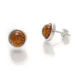 7mm Round Honey Amber Studs