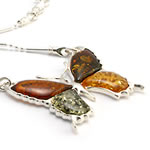Multi Colour Amber Butterfly Necklace