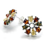 Multi Colour Amber Flower Earrings