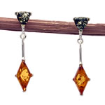 Diamond and Trillion Amber Drop Earrings