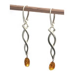 Celtic Twist Amber Drop Earrings