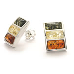 Triple Multi Colour Amber Earrings