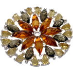 Large Amber Starburst Brooch