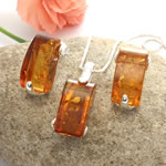 Honey Amber Earrings and Pendant Set