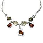 Multi Colour Amber Droplet Necklace