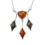 Diamond and Trillion Amber Drop Necklace