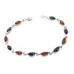 Green and Cognac Marquise Amber Bracelet
