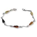 Multi Colour Peardrop Amber Bracelet