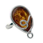 Handmade Adjustable Amber Pearcut Ring
