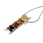 Multi Colour Baltic Amber Peardrop Slider Pendant
