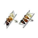 Multi Colour Baltic Amber Peardrop Earrings