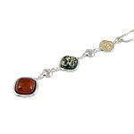 Triple Multi Colour Amber Drop Pendant