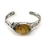 Handmade Green Amber Cuff Bangle