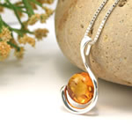 Honey Amber Circle Pendant