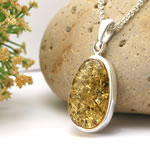 Handmade Oval Green Amber Pendant
