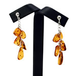 Honey Amber Cluster Drop Earrings