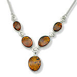 Cognac Baltic Amber Ovals Swirl Necklace