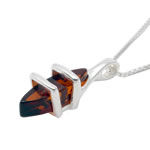 Honey Amber Marquise Silver Pendant