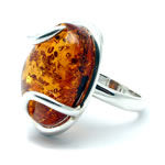Handmade Oval Baltic Amber Ring