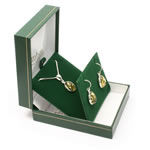 Green Amber Oval Pendant and Earrings Set