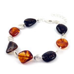Adjustable Green and Honey Amber Bracelet