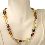 Amber Nuggets Silver Necklace