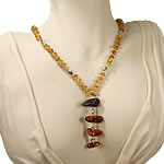 Cognac and Honey Amber Drop Necklace