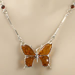 Honey Amber Butterfly Necklace