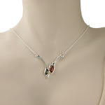 Green and Honey Amber Wishbone Necklace