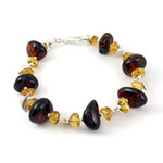 Cherry and Lemon Amber Silver Bracelet