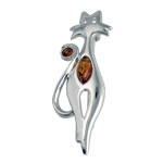 Comical Cat Silver Brooch