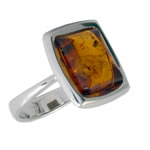 Honey Amber Silver Ring