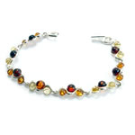 Triple Multi Colour Amber Bead Bracelet