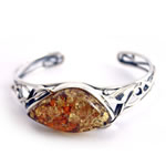 Green Baltic Amber Handmade Cuff Bangle