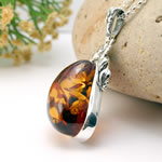 Art Nouveau Style Handmade Amber Pendant