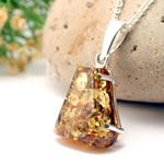 Handmade Green Amber Silver Pendant